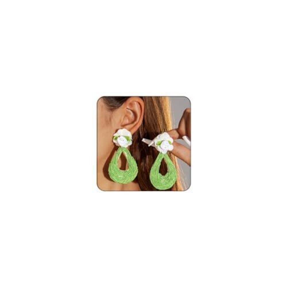 6910 Vintage Flower Earrings ,Boho Colorful Handmade Weaving Flower Earring